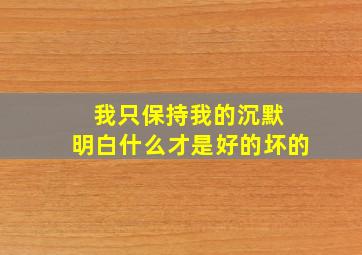 我只保持我的沉默 明白什么才是好的坏的